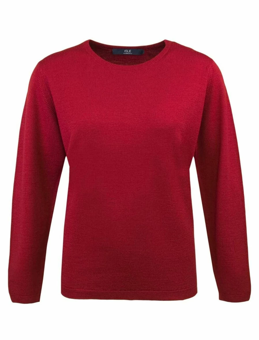 Isle Women's Merino Wool Crew Neck Jumper - Soft & Warm Knit Sweater