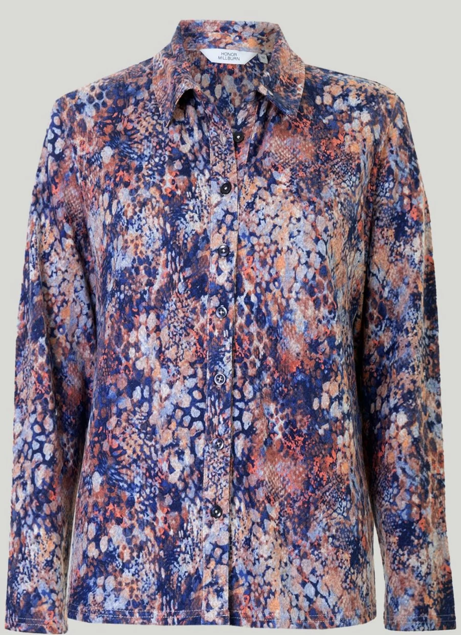 Honor Millburn Women's Printed Jersey Blouse - Stylish Casual Tops for Women