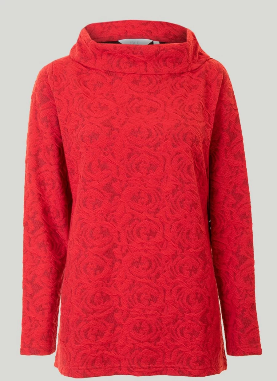 "Isle Women's Floral Jacquard Top - Elegant Blouse for Women"