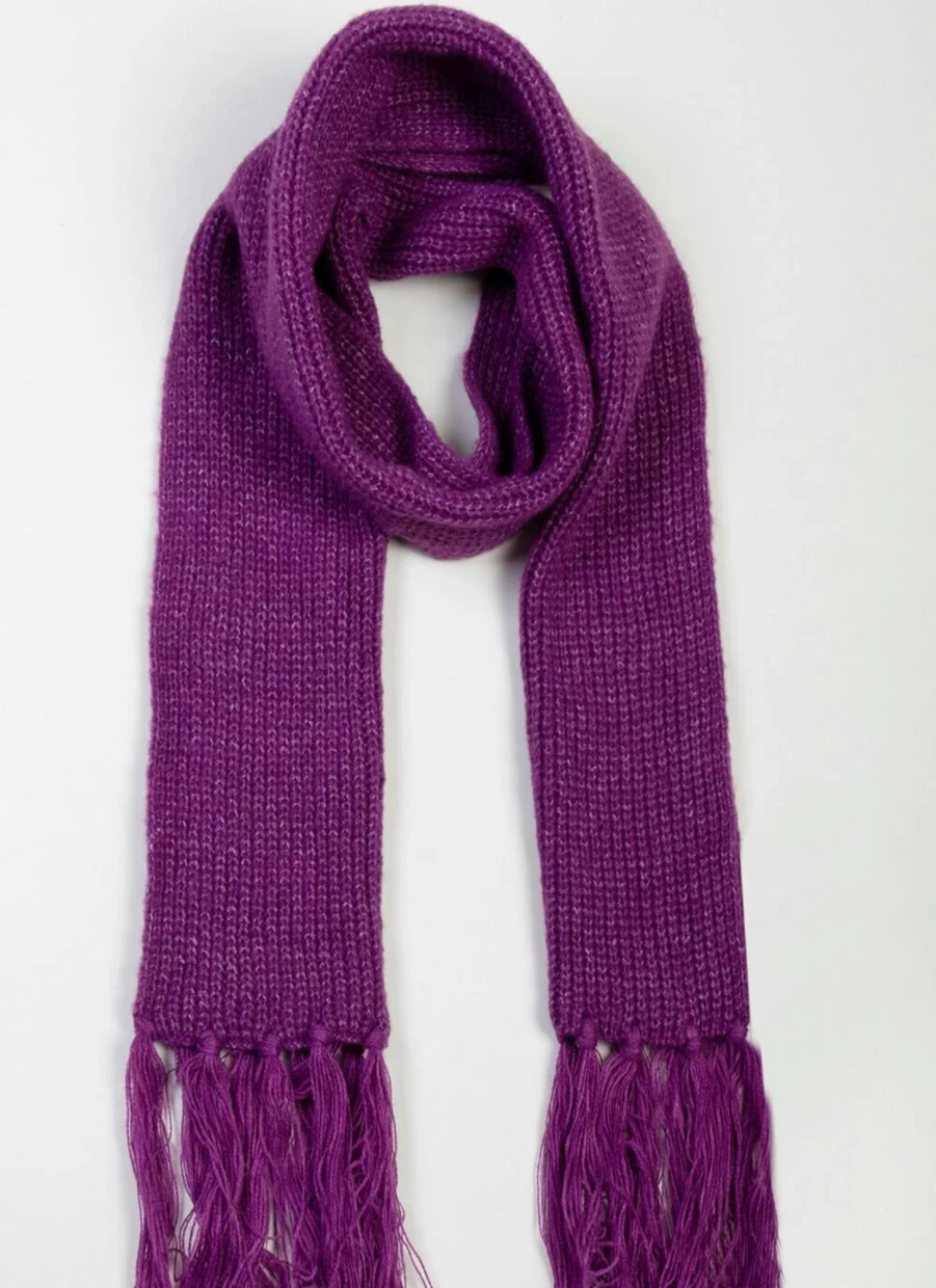 Isle Women's Purple Knitted Scarf with Tassels - Soft Winter Accessory