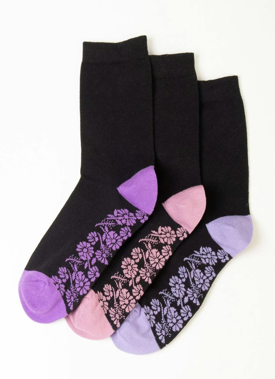 Isle Women's 3 Pack Floral Socks - Soft, Comfortable & Stylish Socks for Everyday Wear