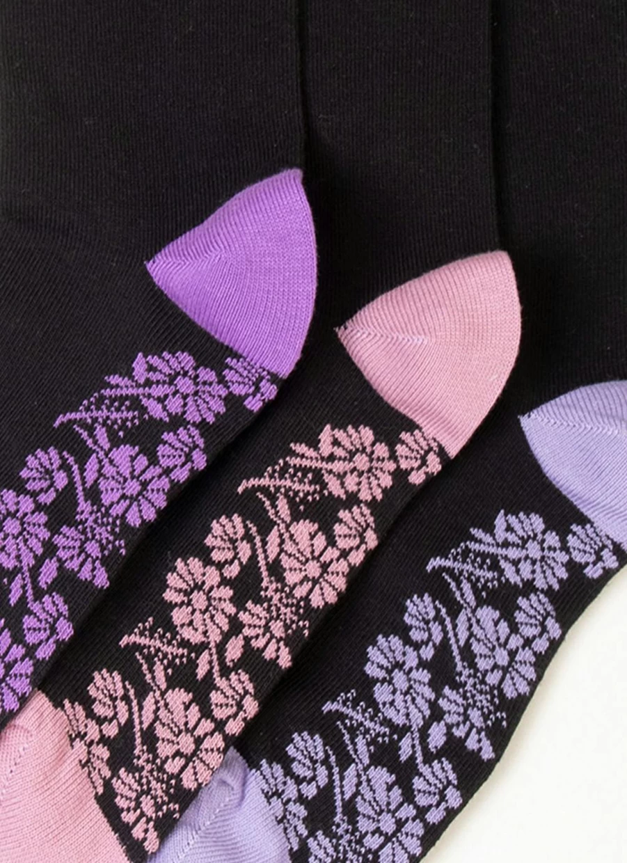 Isle Women's 3 Pack Floral Socks - Soft, Comfortable & Stylish Socks for Everyday Wear