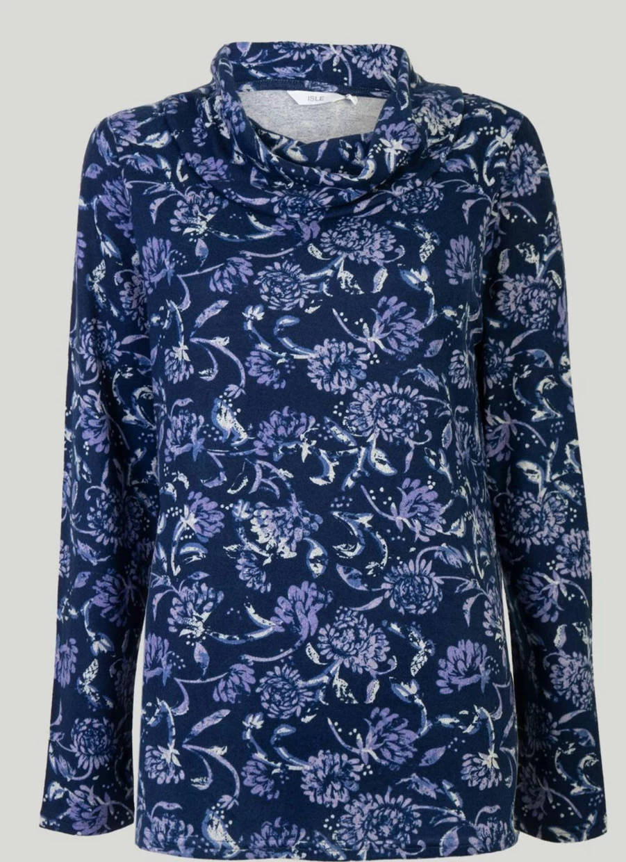 Isle Women's Stylish Print Cowl Neck Top - Trendy Flowy Blouse for Casual Wear