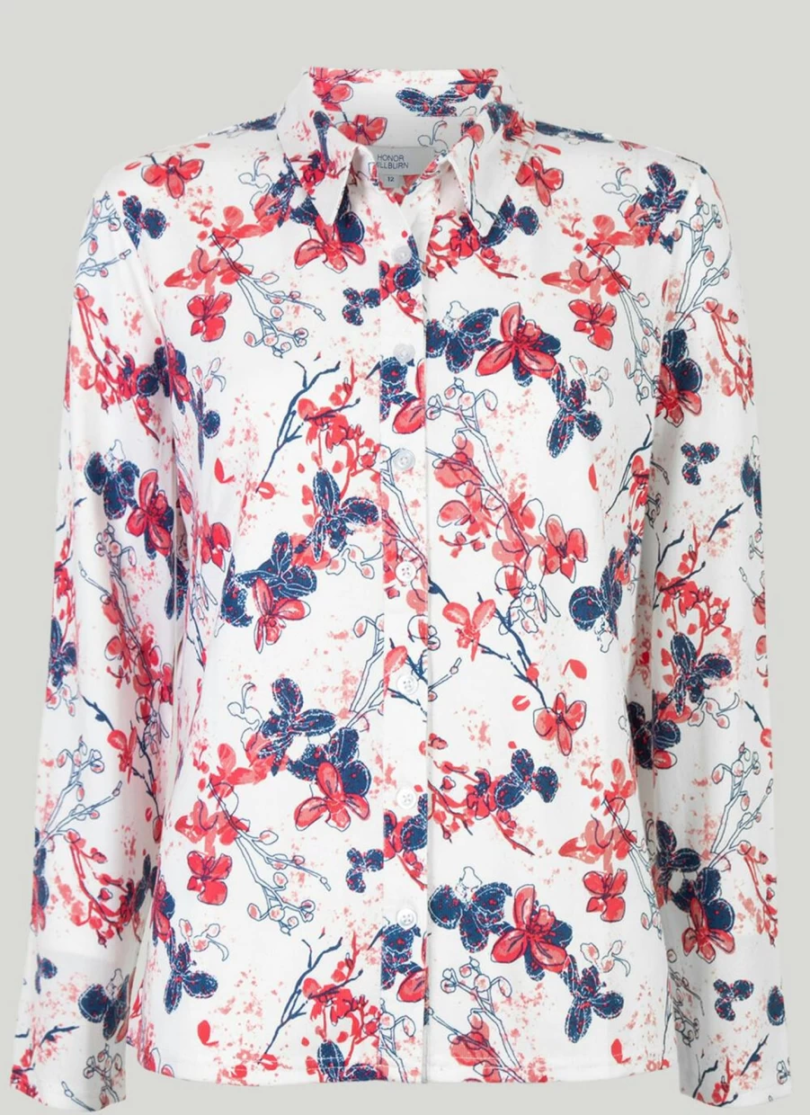 Honor Millburn Women's Printed Jersey Blouse - Stylish Casual Tops for Women