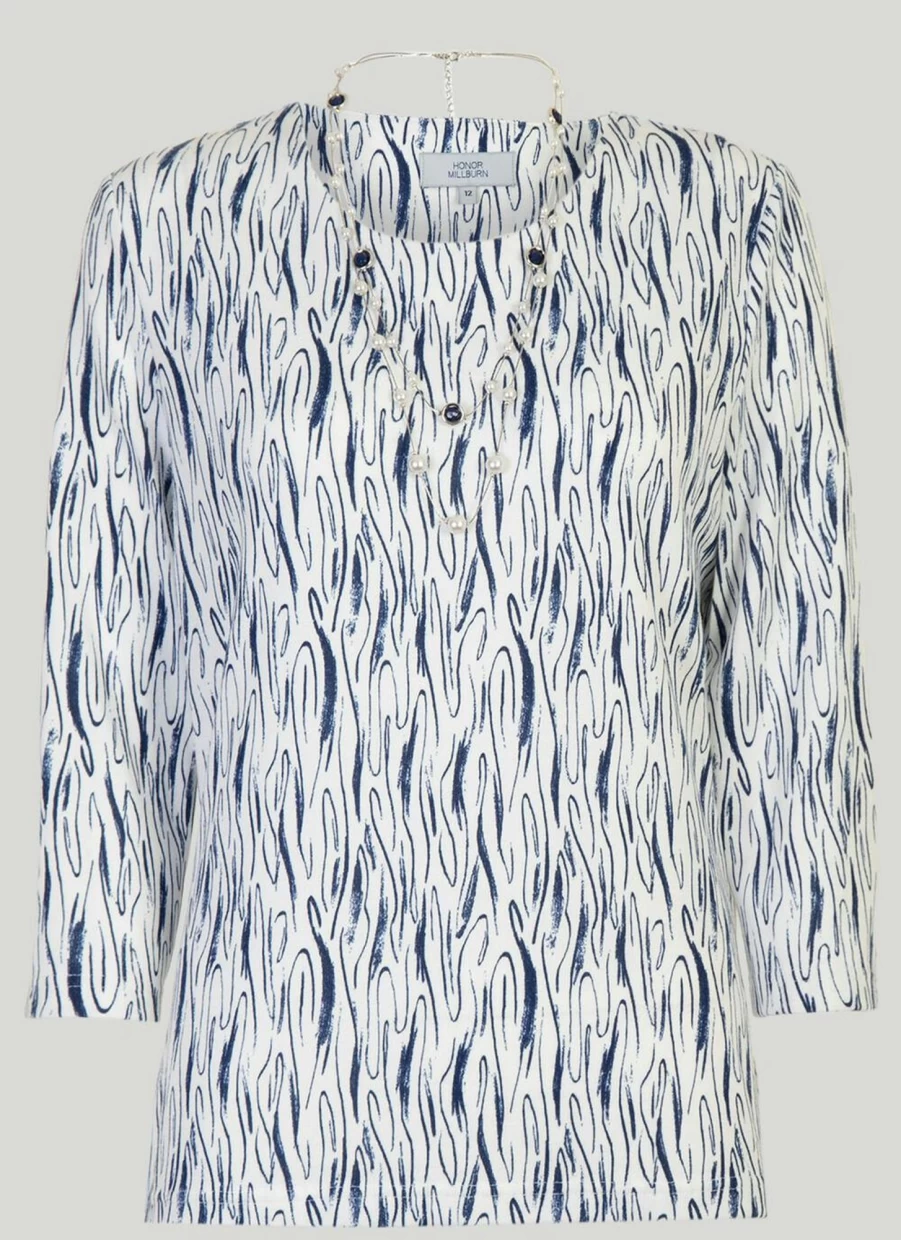 Honor Millburn Women's Printed Statement Necklace Top - Stylish Floral Design Casual Blouse