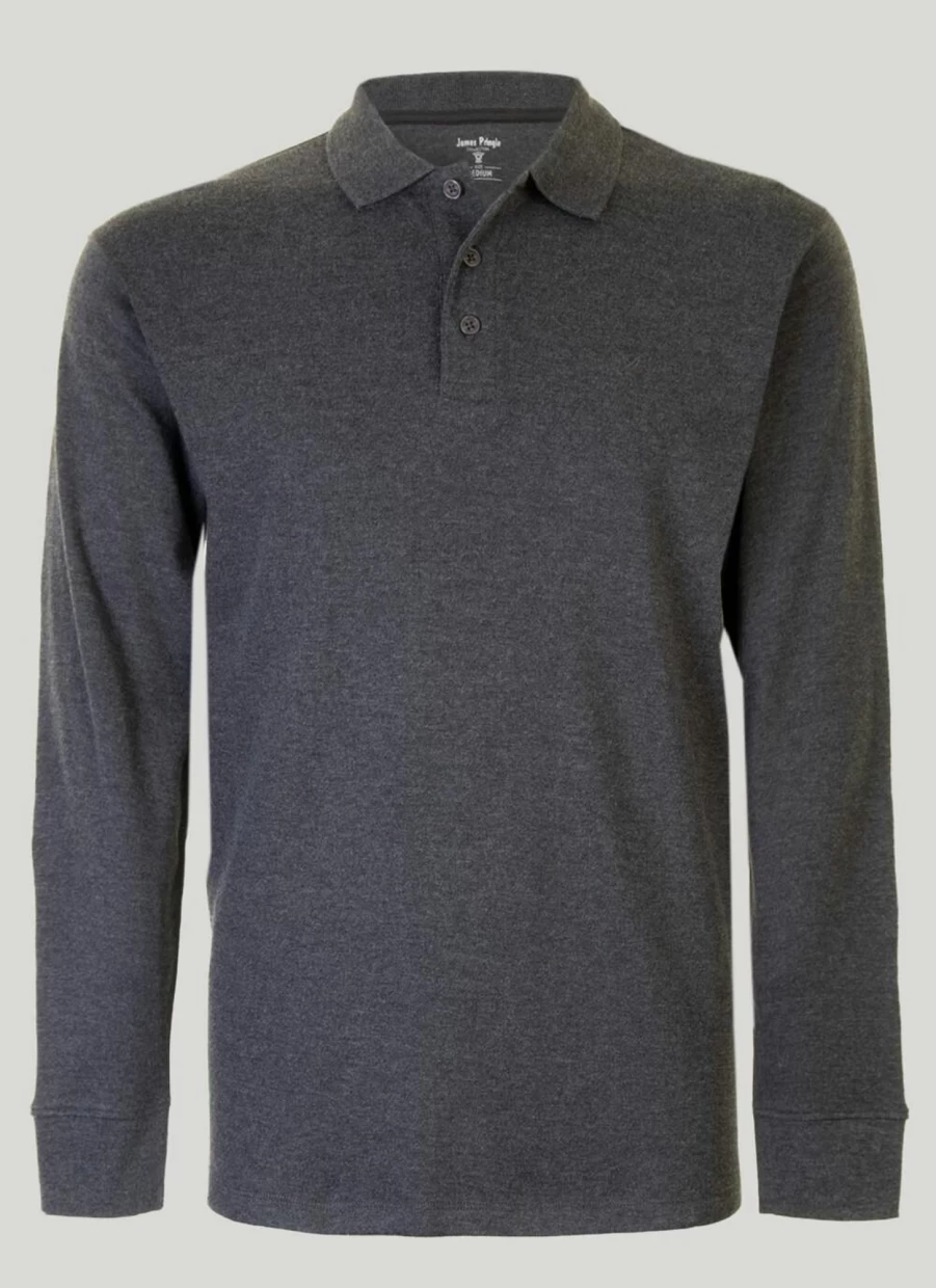 James Pringle Men's Long Sleeve Polo Shirt - Classic Cotton Comfort Fit Top