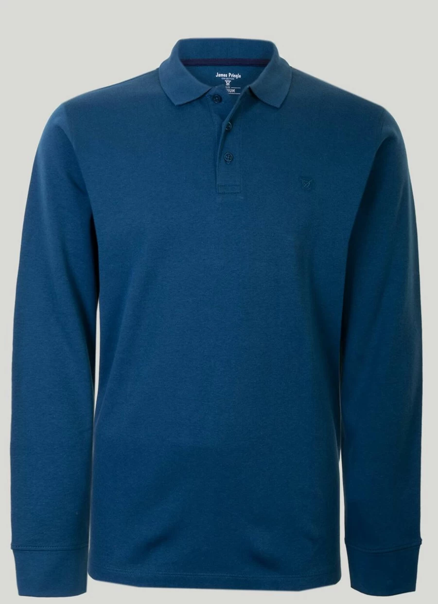 James Pringle Men's Long Sleeve Polo Shirt - Classic Cotton Comfort Fit Top
