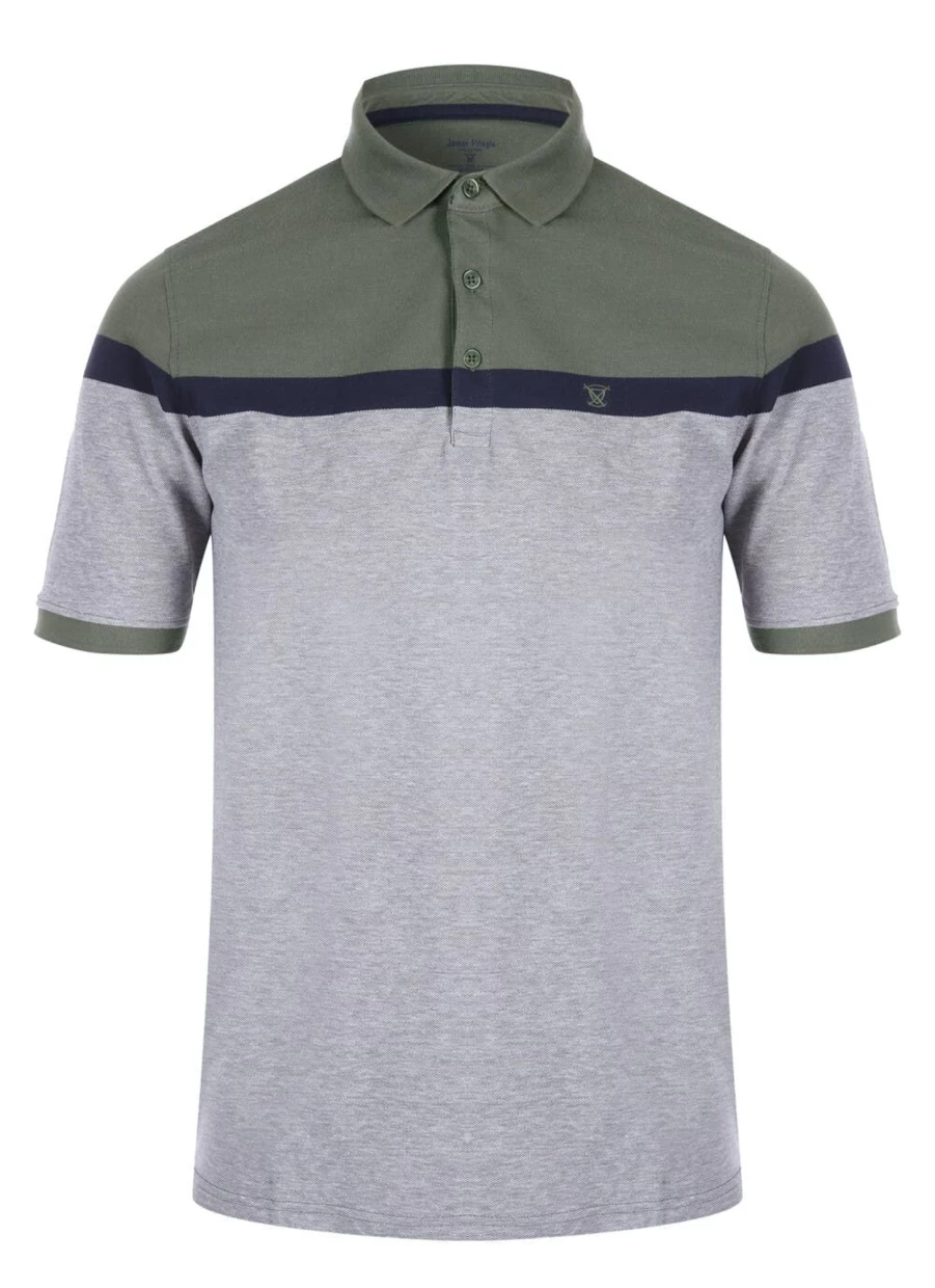 Men's James Pringle Panel Stripe Polo Shirt - Classic Cotton Knit Casual Top