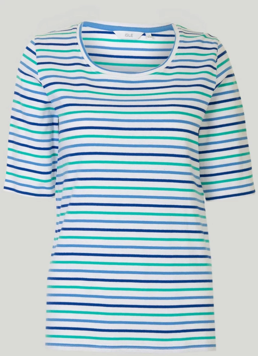 "Isle Women's Stripe T-Shirt: Classic Fit, Comfortable Cotton Top"