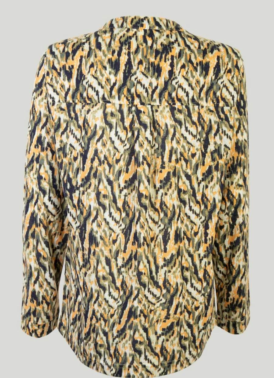 Isle Women's Ikat Print Jersey Blouse - Stylish Floral Pattern Top for Women