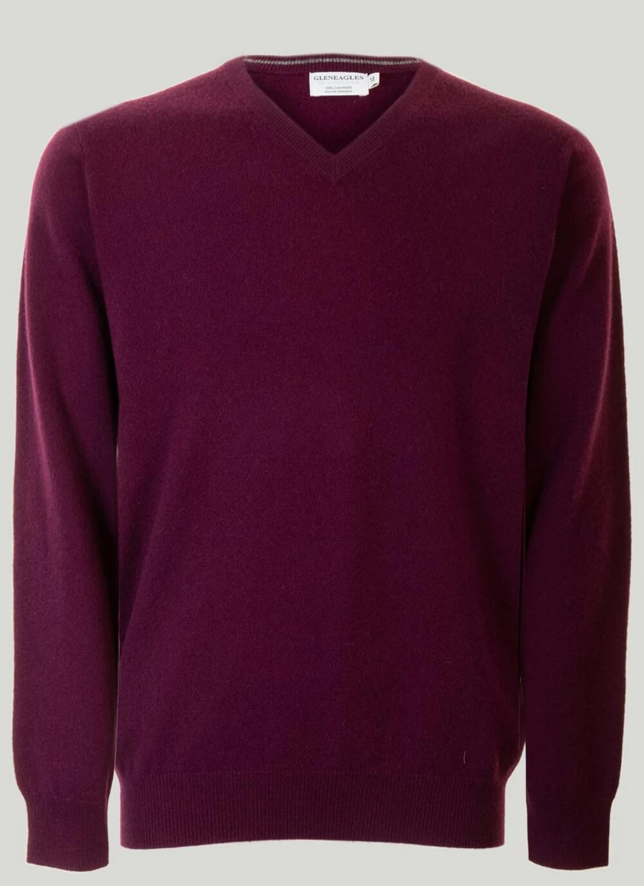 Gleneagles Men's V-Neck Cashmere Sweater - Premium Soft Knit Jumper for Men