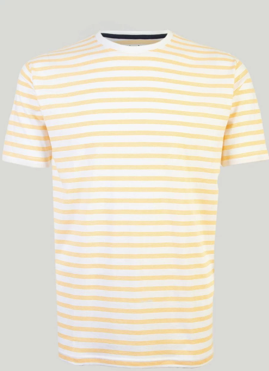 James Pringle Men's Fine Stripe Cotton T-Shirt - Classic Fit Casual Tee