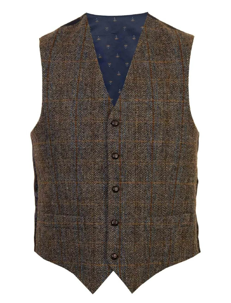 Harris Tweed Men's Bute Waistcoat - Classic Vintage Vest for Formal Wear
