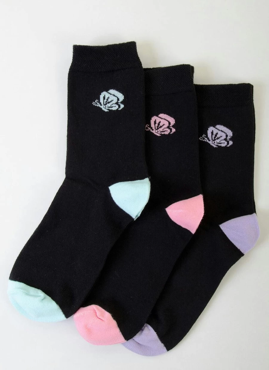 Isle Women's 3 Pack Butterfly Design Comfortable Casual Socks