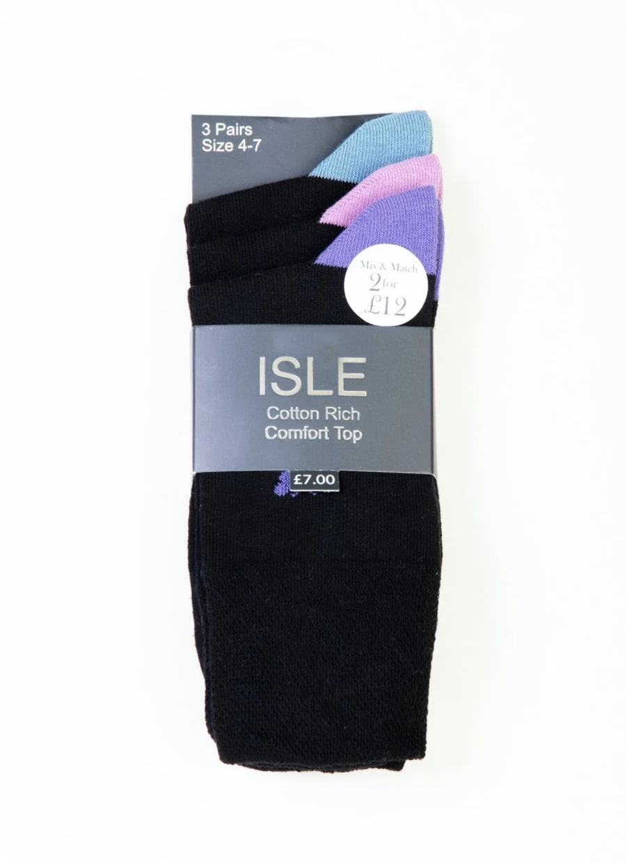 Isle Women's 3 Pack Butterfly Design Comfortable Casual Socks