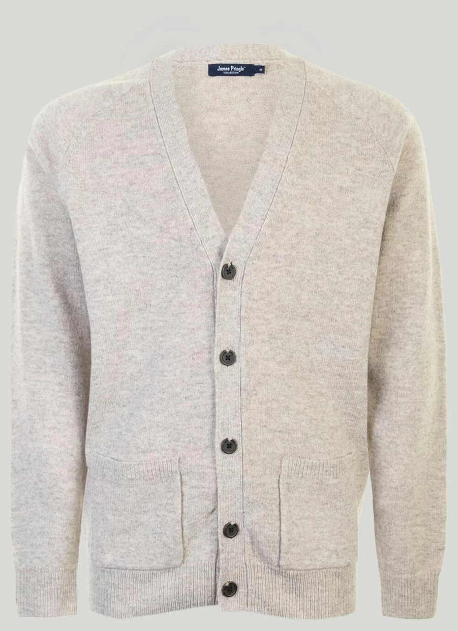 James Pringle Men's Lambswool Cardigan - Premium Soft Wool Knit Sweater