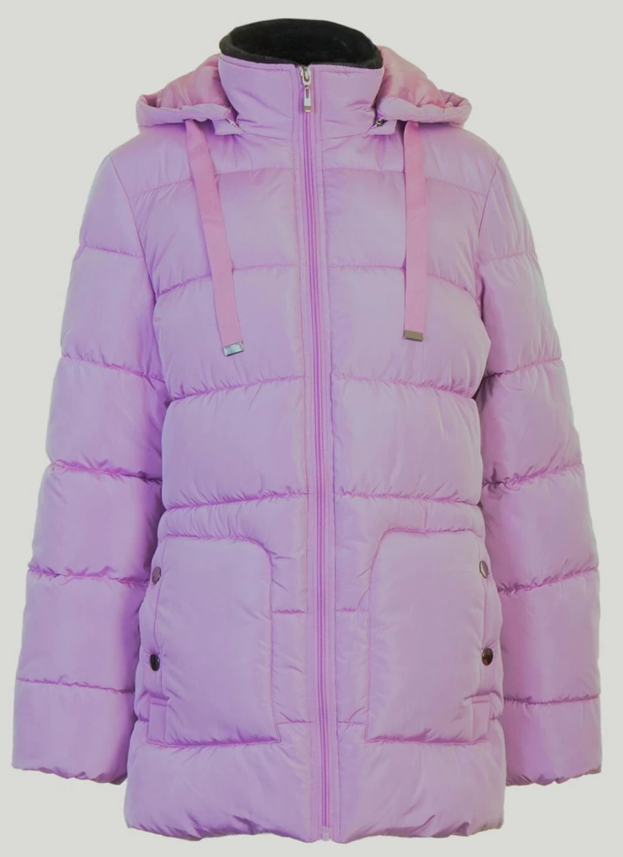 Isle Women's Lilac Quilted Coat with Fur Trim - Elegant Winter Outerwear