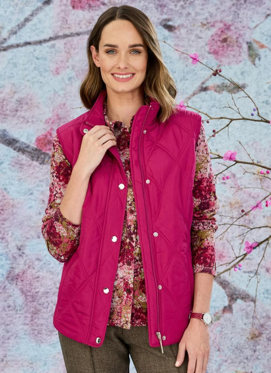 Honor Millburn Women's Berry Quilted Gilet Vest - Lightweight Padded Sleeveless Jacket for Winter Warmth