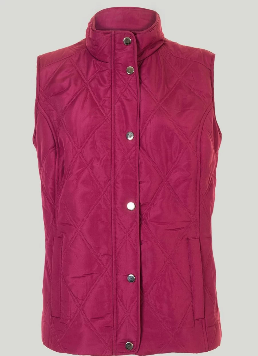 Honor Millburn Women's Berry Quilted Gilet Vest - Lightweight Padded Sleeveless Jacket for Winter Warmth