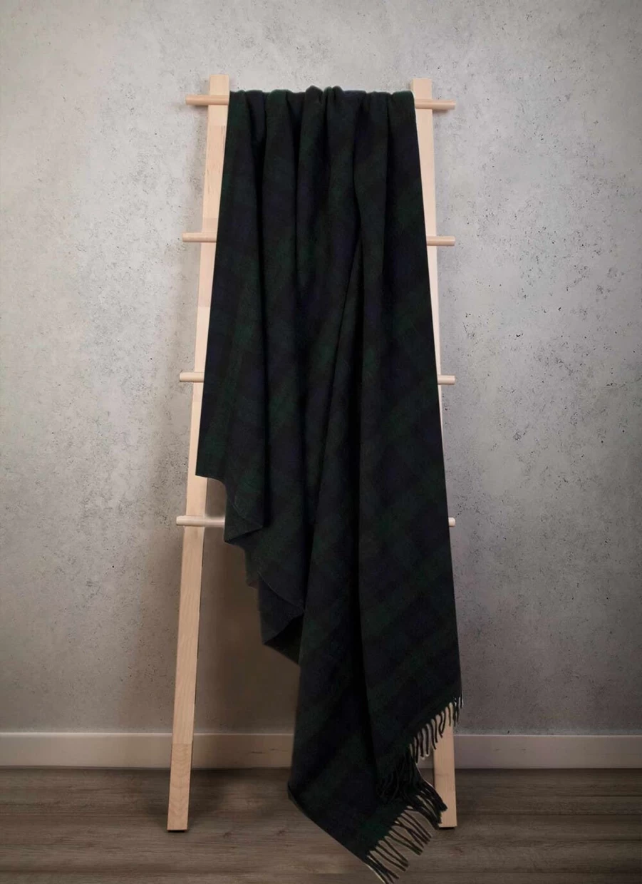 JPW Women's Recycled Wool Mix Tartan Blanket - Eco-Friendly Plaid Throw