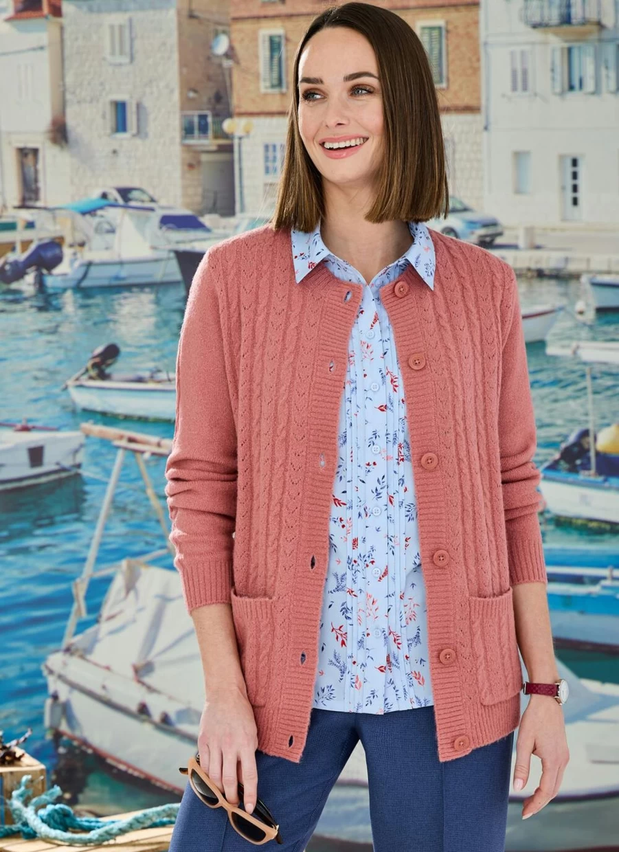 Honor Millburn Women's Cable Knit Cardigan Sweater