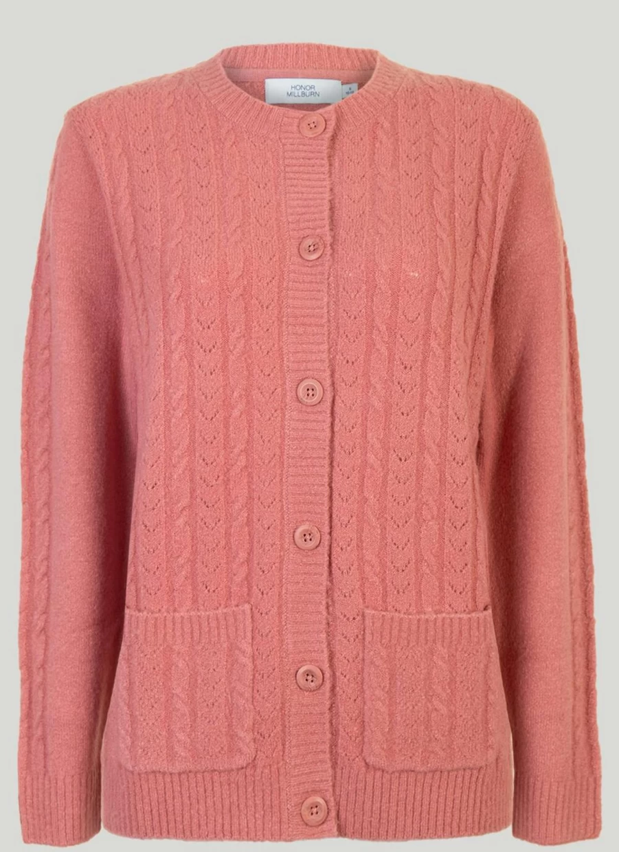 Honor Millburn Women's Cable Knit Cardigan Sweater