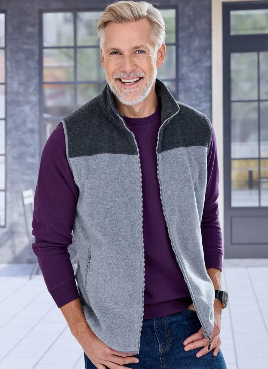 James Pringle Men's Contrast Fleece Gilet - Lightweight Warm Vest for Layering