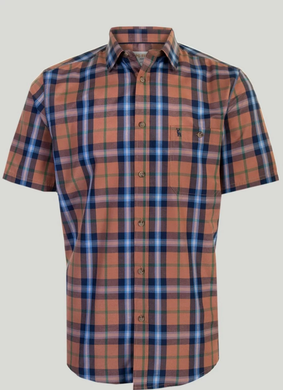 PG Field Men's Large Checkered Short Sleeve Casual Shirt