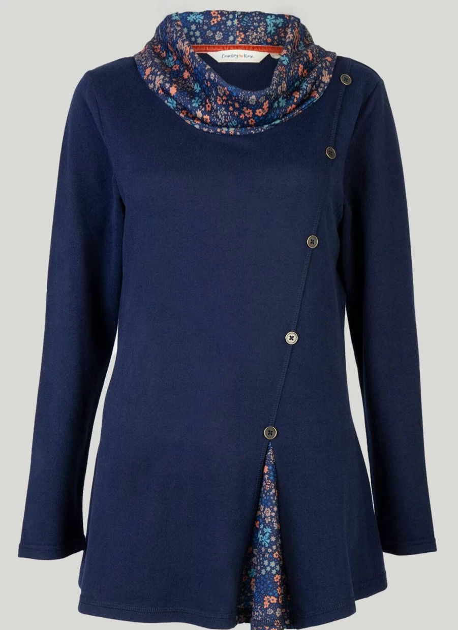 Country Rose Women's Elegant Cowl Neck Top - Soft Comfortable Stylish Blouse for Casual Wear