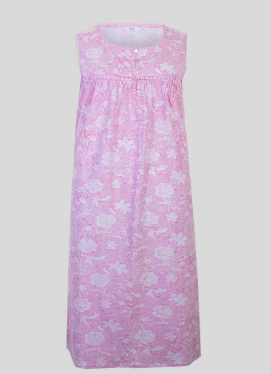 Isle Women's Pink Floral Nightdress - Soft Comfort Sleepwear for Women