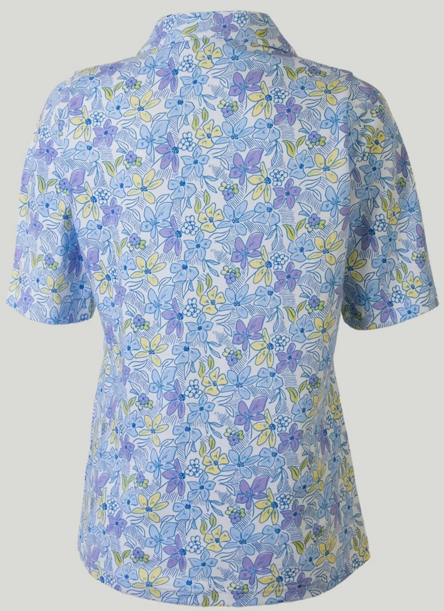 Isle Women's Printed Polo Shirt - Stylish Casual Short Sleeve Top