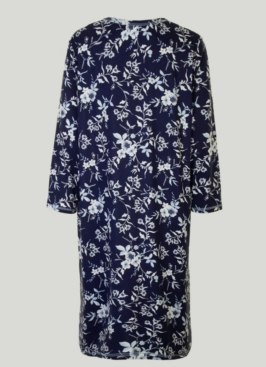 "Isle Women's Navy Blue Printed Nightgown - Soft Sleepwear Nightie"