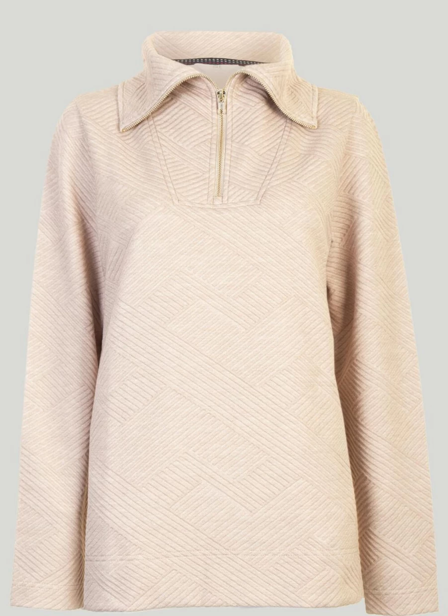 "Isle Loungewear Women's Funnel Neck Textured Jumper - Cozy Knit Sweater"
