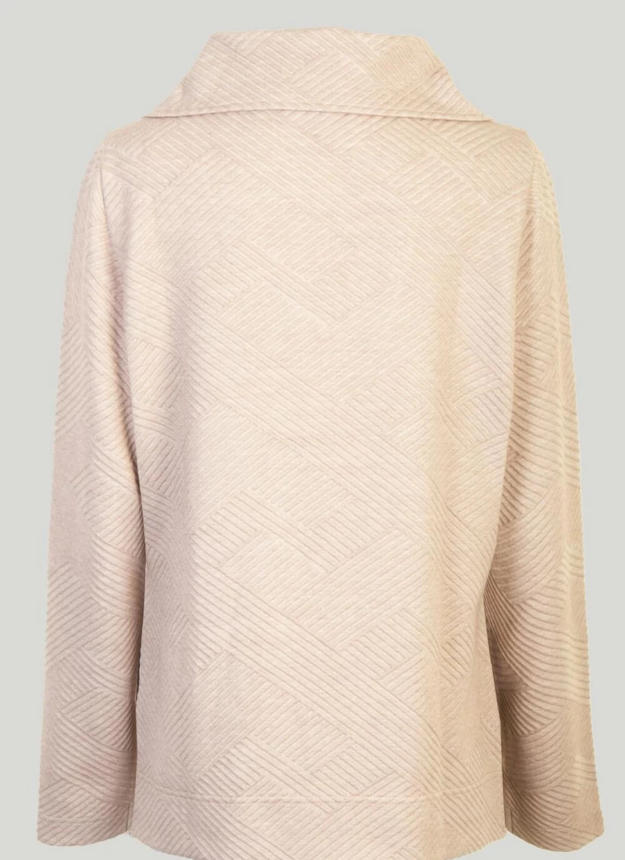 "Isle Loungewear Women's Funnel Neck Textured Jumper - Cozy Knit Sweater"
