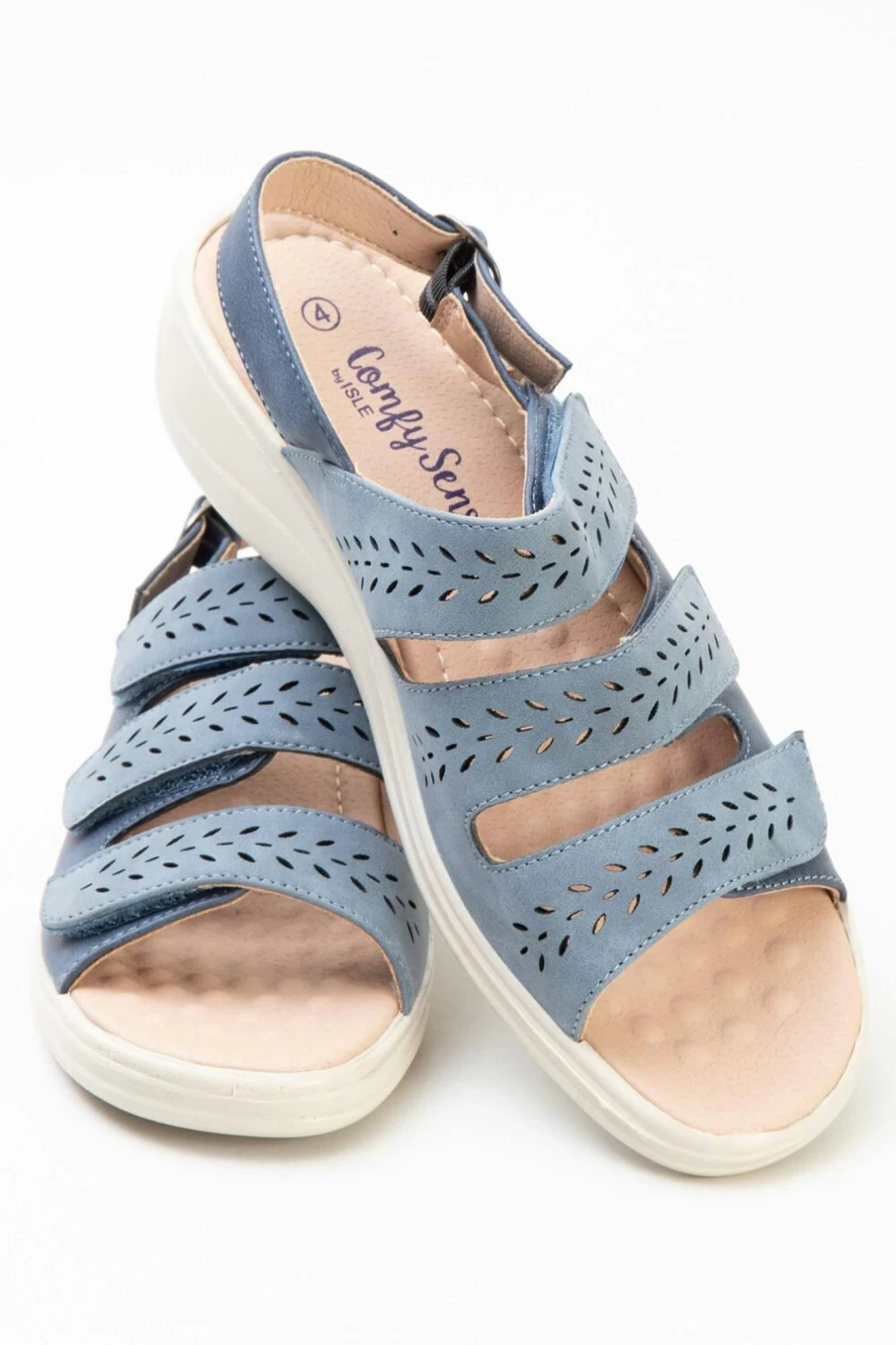 Comfy Sense Women's Blue Touch Close Comfortable Sandals for Everyday Wear