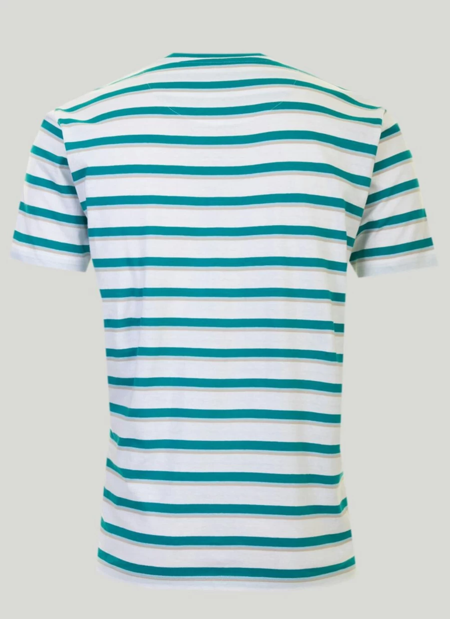 James Pringle Men's Green Striped Cotton T-Shirt - Classic Fit Casual Tee