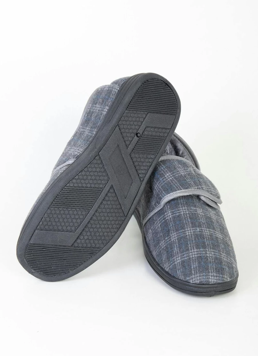 James Pringle Men's Check Touch Fasten Slippers - Comfortable & Stylish Non-Slip House Shoes