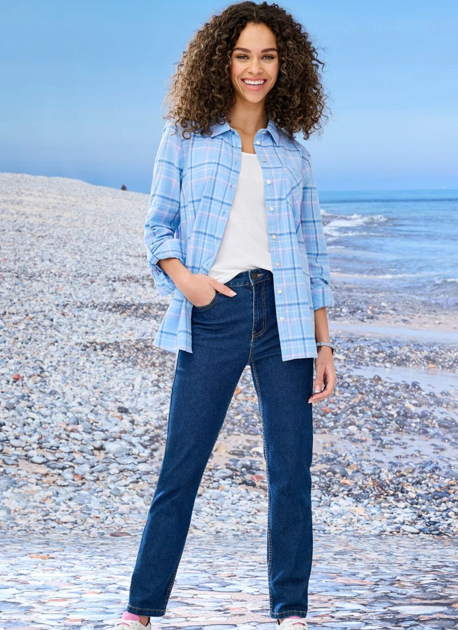 Country Rose Women's Mid Wash Classic Fit Jeans - Comfortable Denim Pants for Everyday Wear