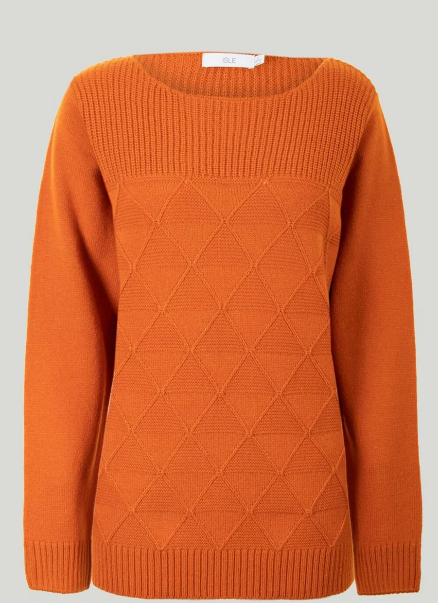 Isle Women's Diamond Knit Jumper - Elegant Feminine Sweater for Stylish Comfort