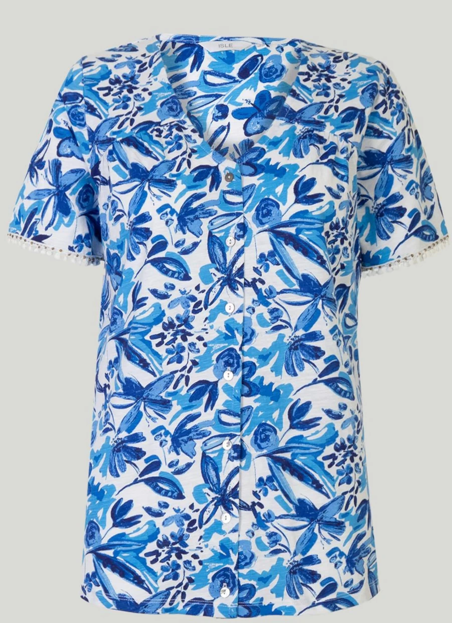 "Isle Women's Floral Print Top - Stylish Casual Blouse for Everyday Wear"
