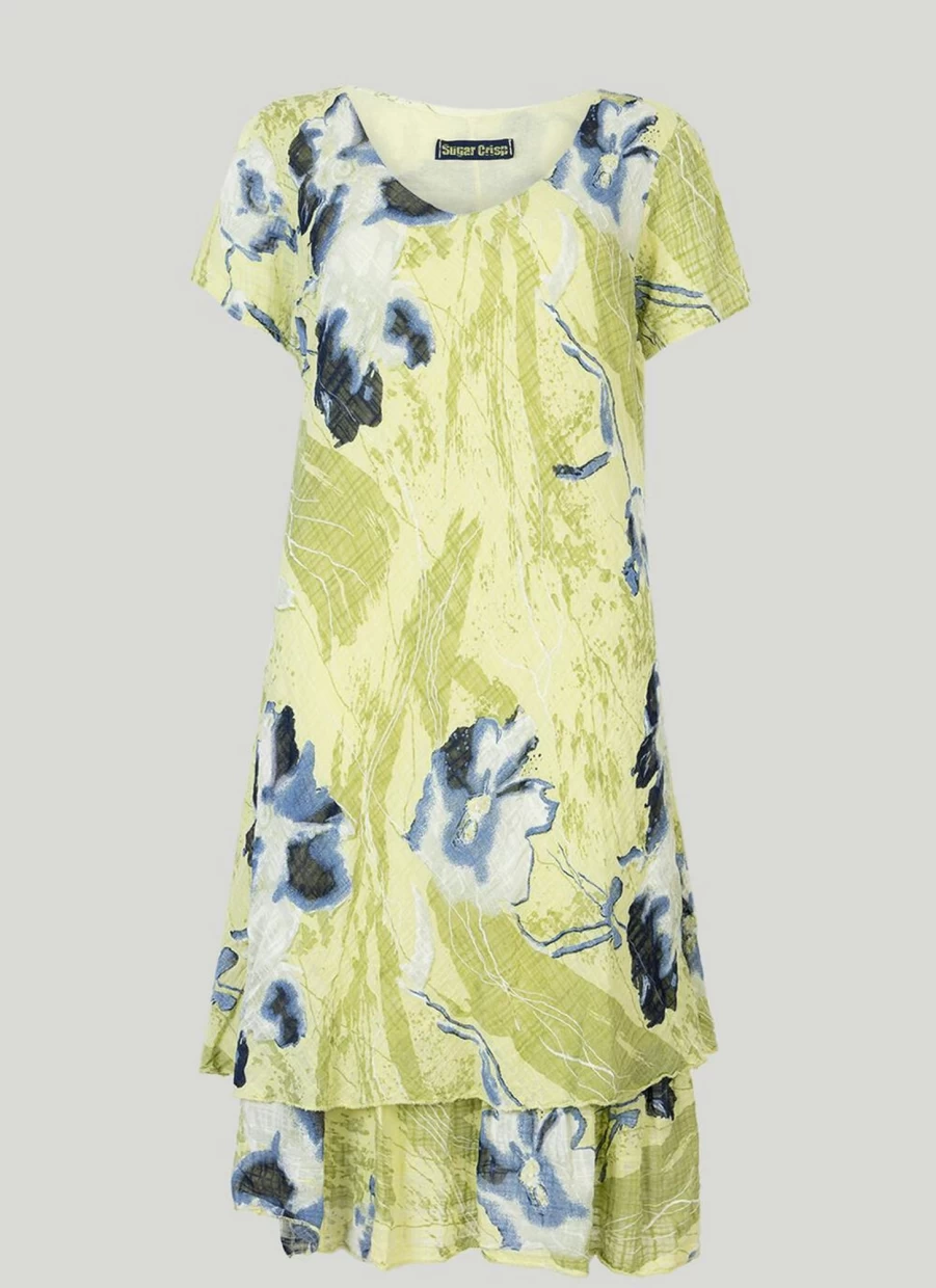 "Sugar Crisp Women's Sage Green Floral Print Summer Dress – Elegant Boho Style"