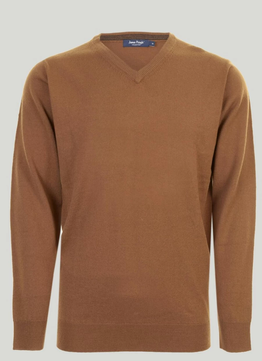 James Pringle Men's V Neck Fine Knit Jumper - Premium Soft Wool Sweater