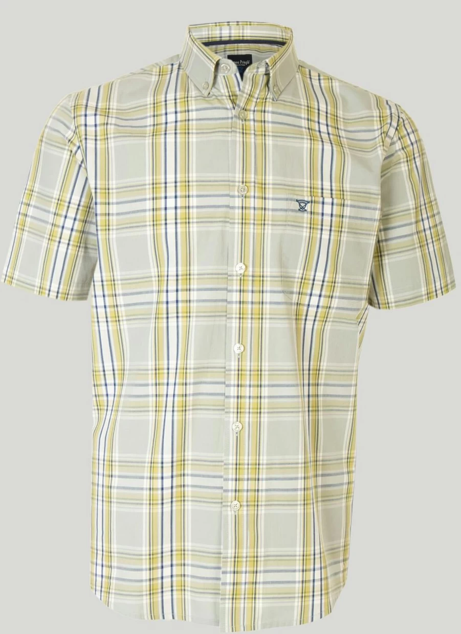 James Pringle Men's Classic Short Sleeve Cotton Shirt - Comfortable & Breathable Casual Wear