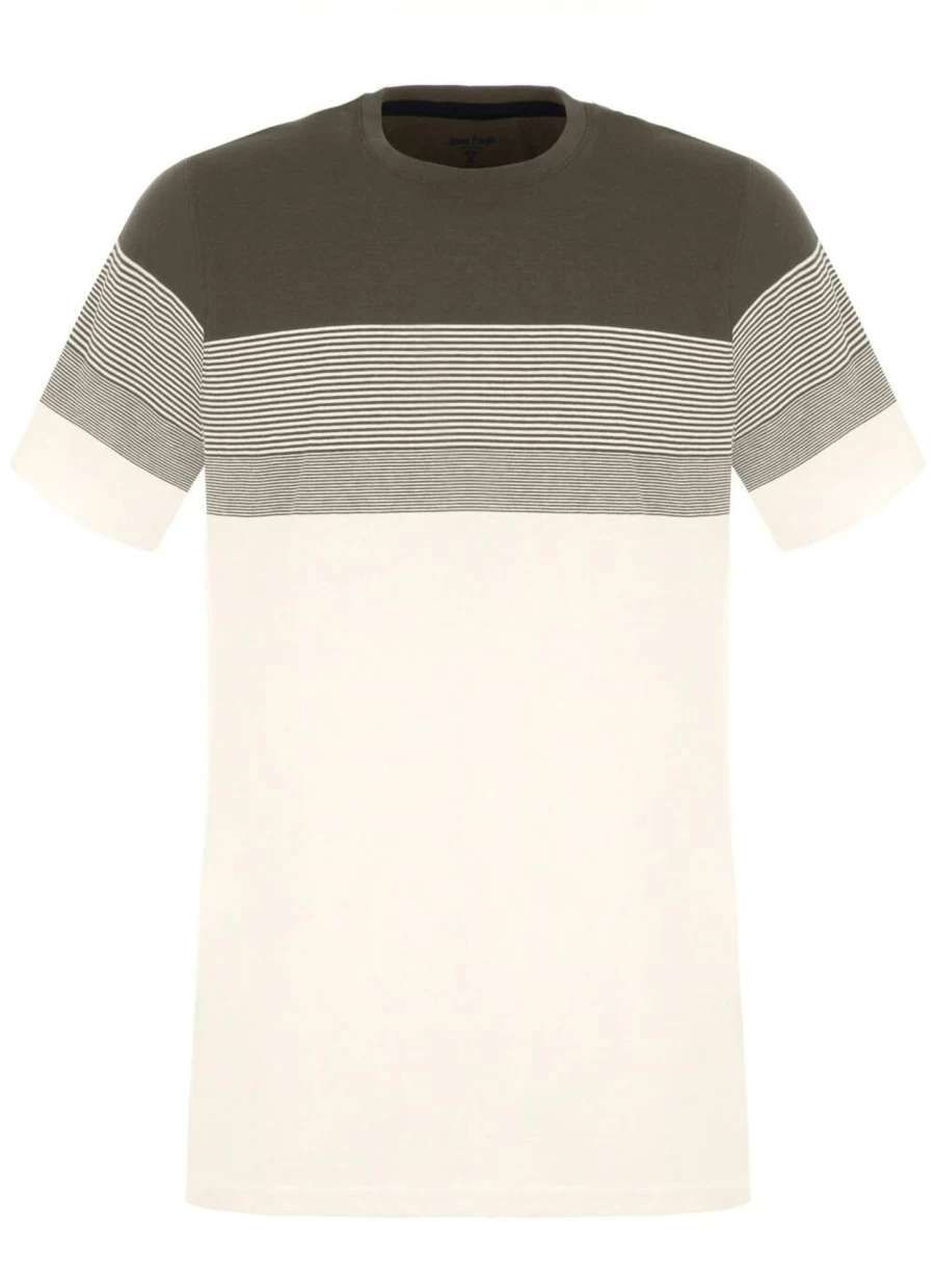 James Pringle Men's Panel Stripe T-Shirt - Classic Cotton Tee with Striped Design