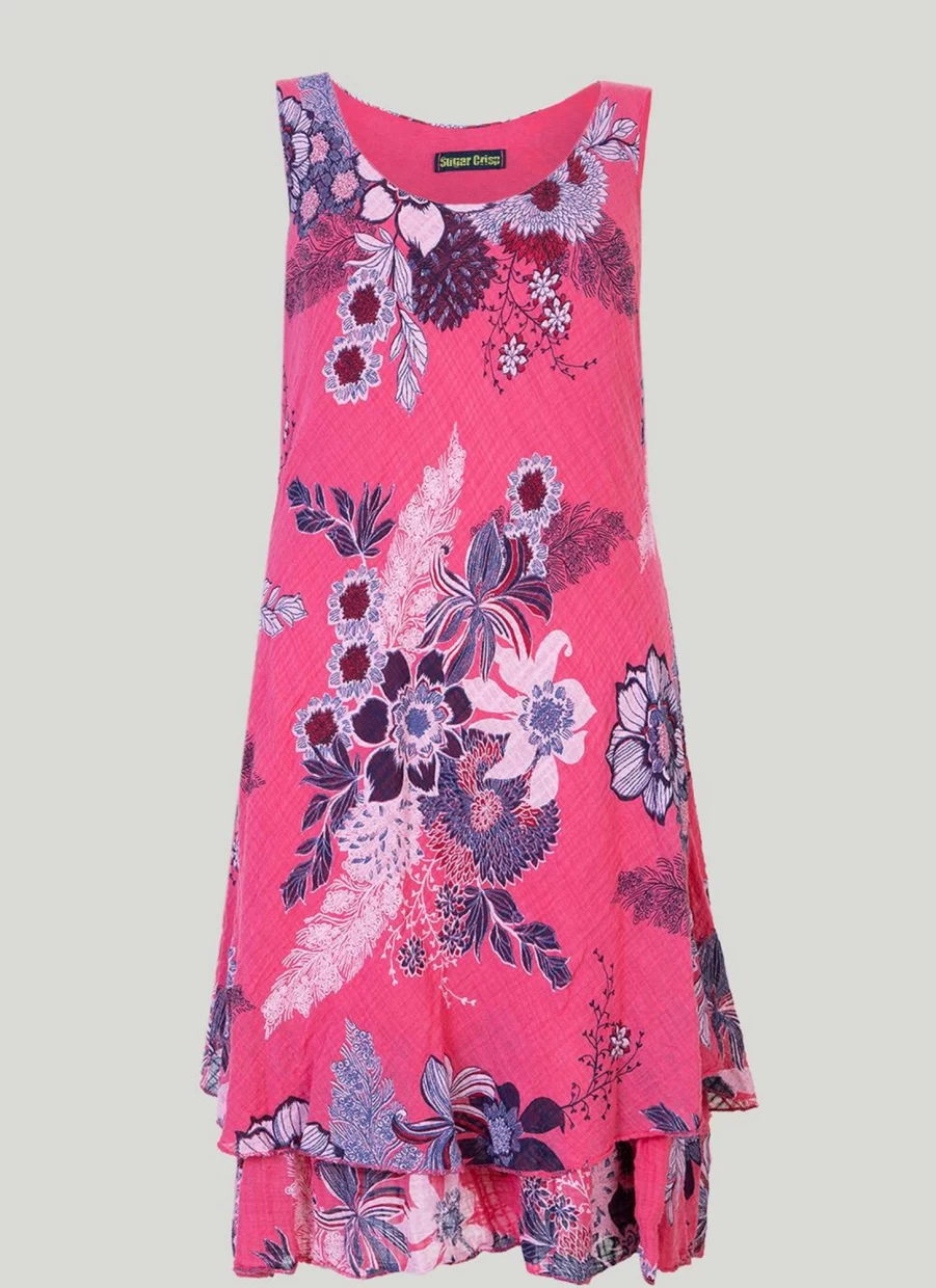 Sugar Crisp Women's Floral Print Dress - Elegant Summer Flowy Feminine Style