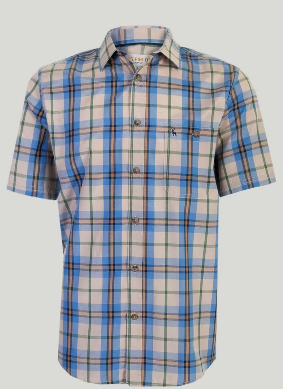 PG Field Men's Large Checkered Short Sleeve Casual Shirt