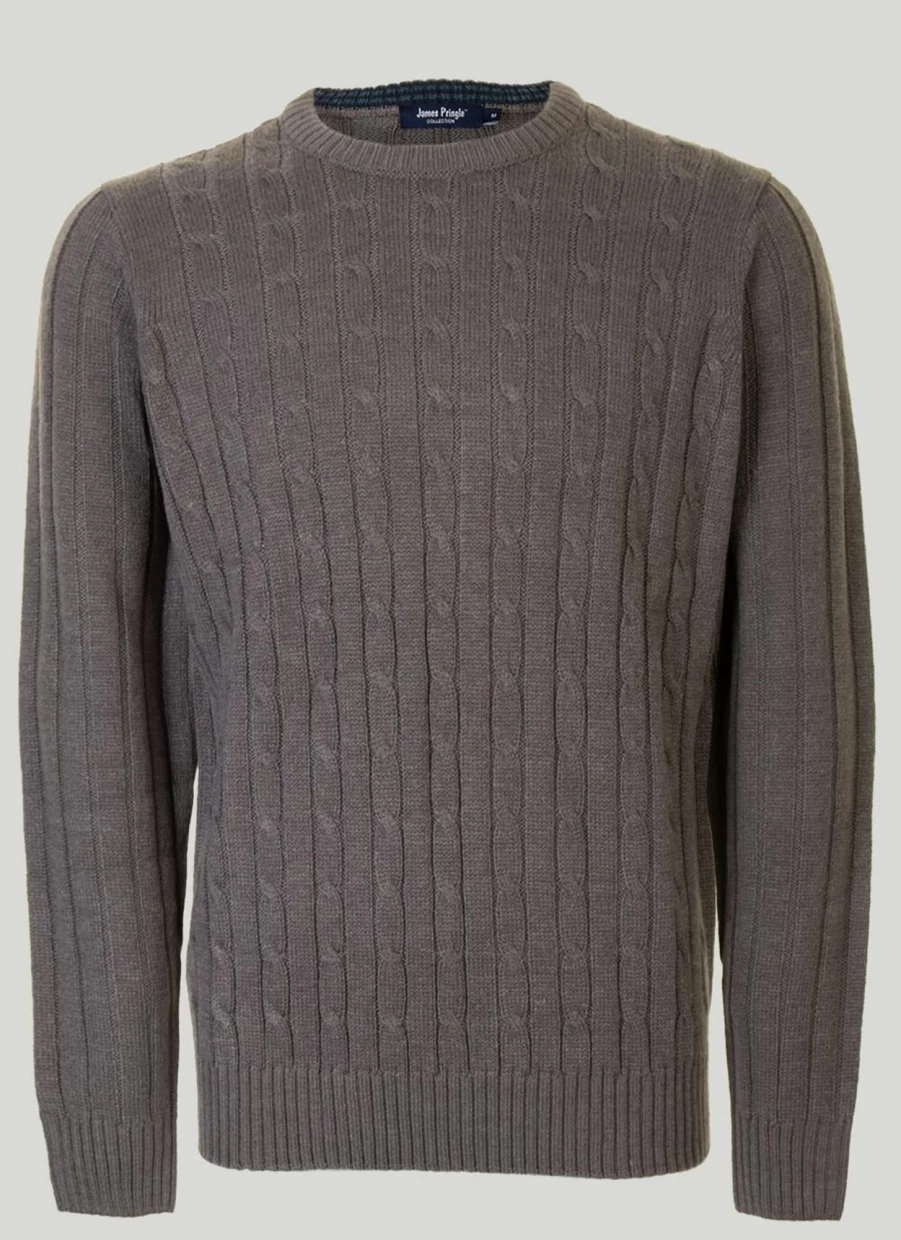 James Pringle Men's Cable Knit Jumper - Premium Wool Sweater for Men