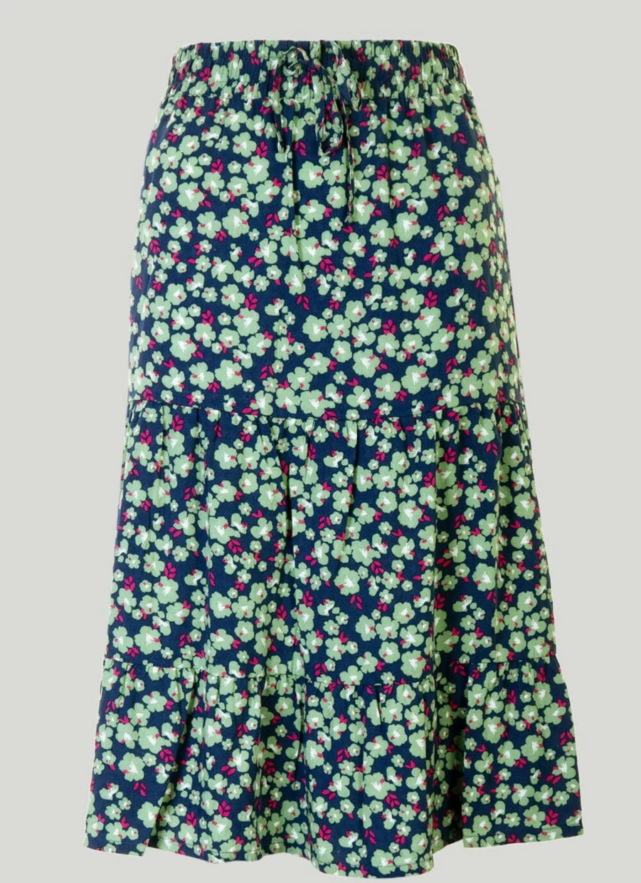 Country Rose Women's Floral Print Skirt - Elegant Summer A-Line Skirt for Women