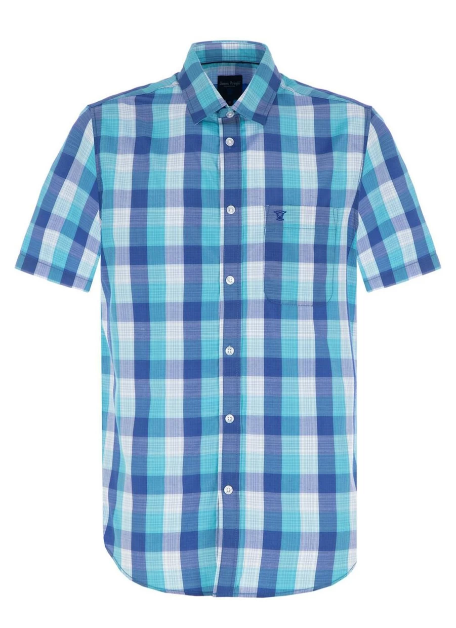 "James Pringle Men's Classic Check Shirt - Premium Cotton Plaid Shirt for Men"