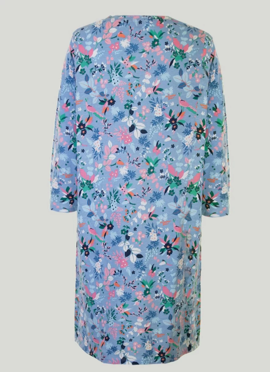 Isle Women's Blue 3/4 Sleeve Nightie - Soft Sleepwear for Comfortable Nights